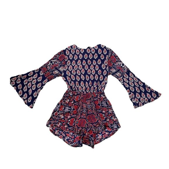 Anthropologie Raga Infinite Nights Open Back Bohemian Mixed Print Romper - Picture 10 of 14